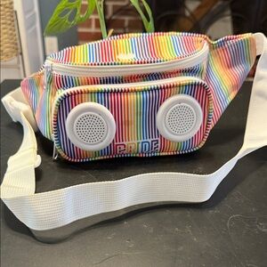 Rainbow Striped Fanny Pack with Speakers